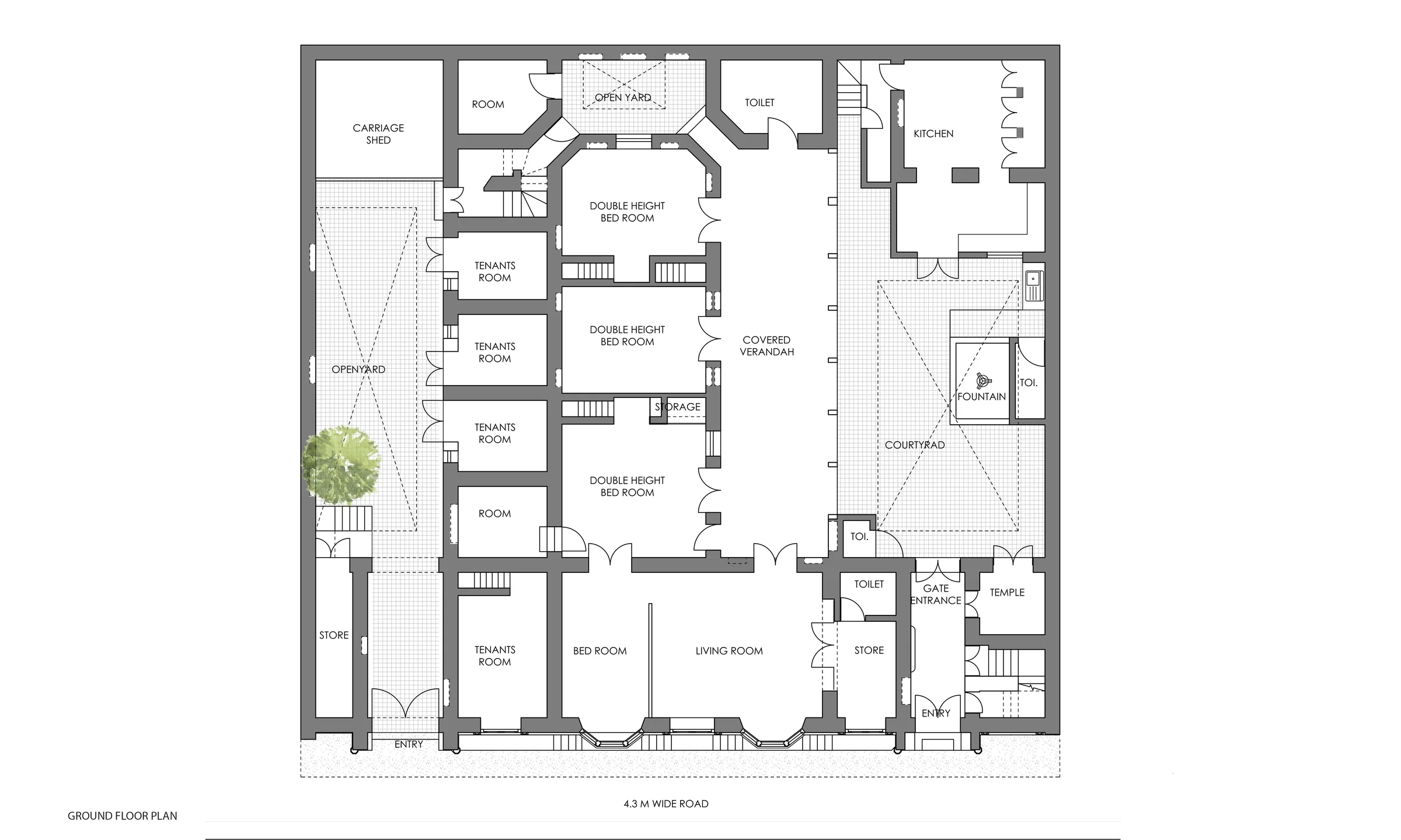 Haveli in Chandni Chowk — Ground floor plan