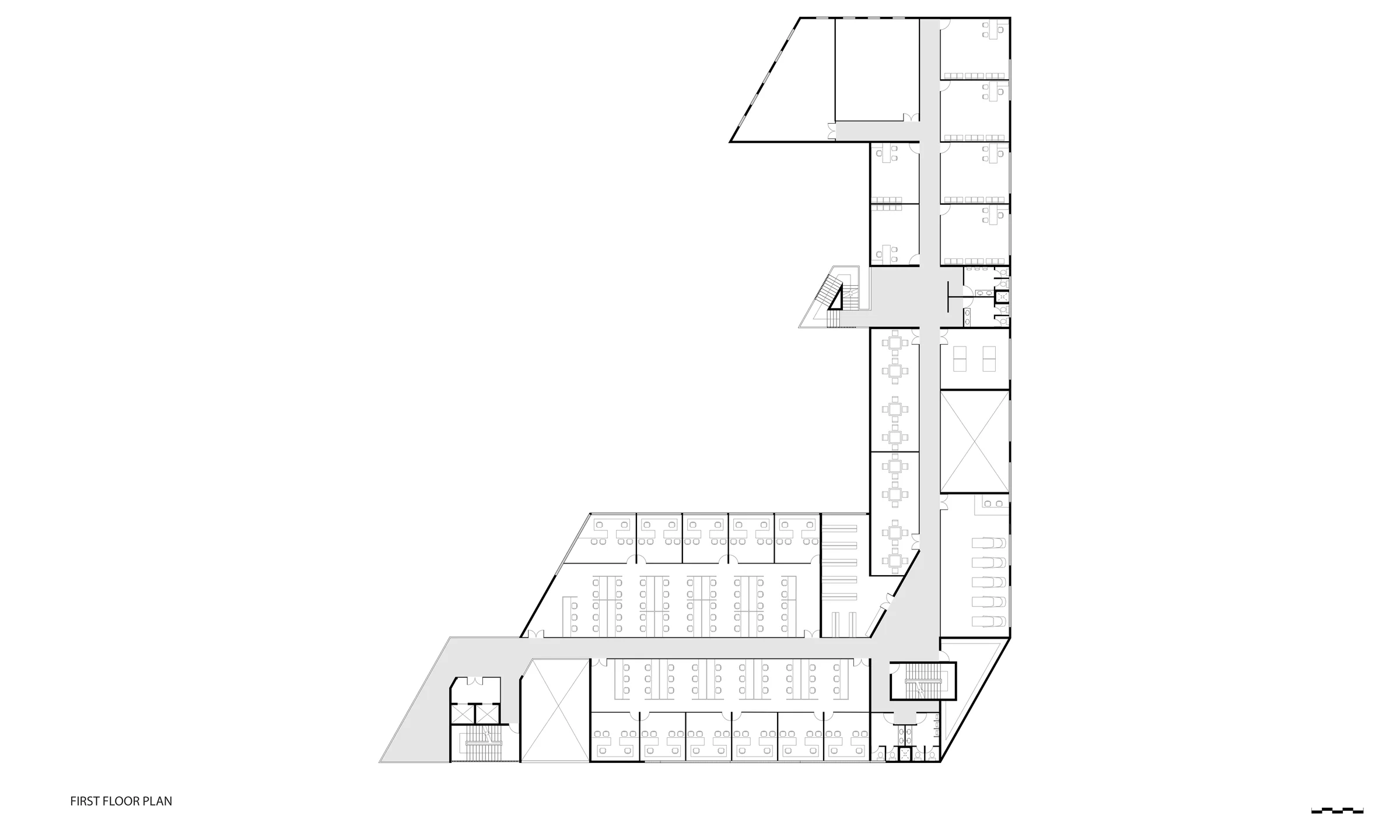 Academic Building, Zakir Hussain College — First floor plan